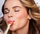 Model eating sorbet
