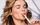 model wearing summer makeup colors and eating sorbet