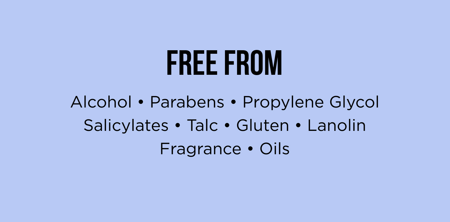 Free from alcohol parabens propylene glycol