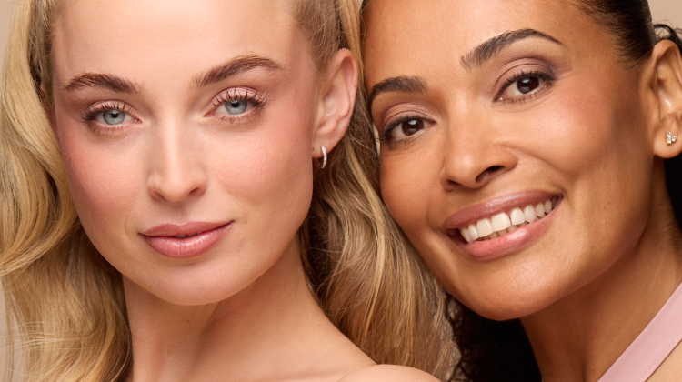 Models smiling