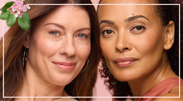 Two people posed together in a lifestyle portrait at the top of the Mothers Day gift guide